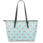 Little Angel Pattern Print Leather Tote Bag