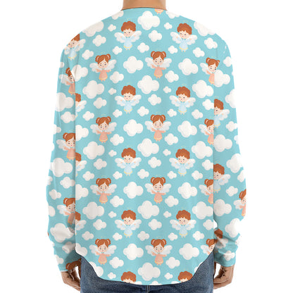 Little Angel Pattern Print Long Sleeve Baseball Jersey
