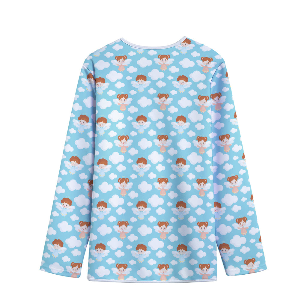 Little Angel Pattern Print Long Sleeve Short Coat