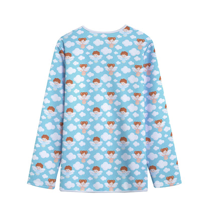 Little Angel Pattern Print Long Sleeve Short Coat