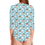 Little Angel Pattern Print Long Sleeve Swimsuit