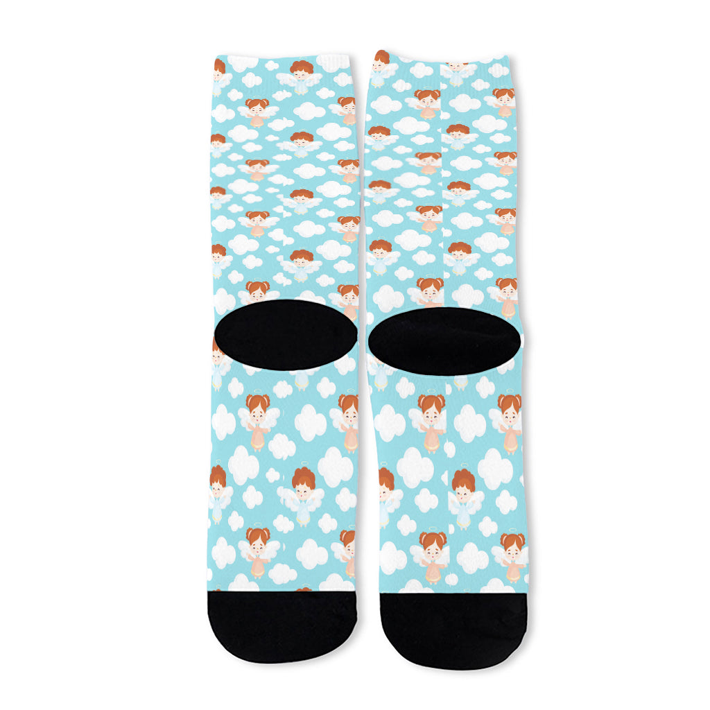 Little Angel Pattern Print Long Socks