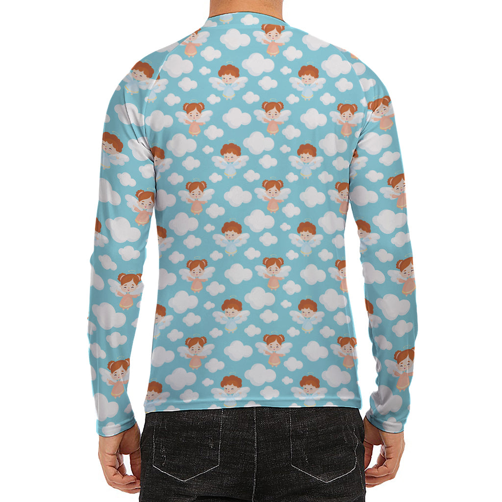 Little Angel Pattern Print Men's Long Sleeve Rash Guard