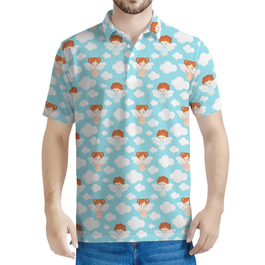 Little Angel Pattern Print Men's Polo Shirt