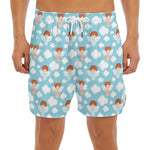 Little Angel Pattern Print Men's Split Running Shorts