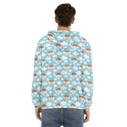 Little Angel Pattern Print Men's Velvet Pullover Hoodie