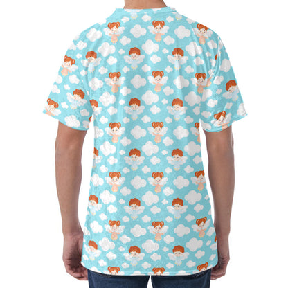 Little Angel Pattern Print Men's Velvet T-Shirt
