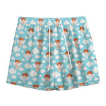 Little Angel Pattern Print Mesh Shorts