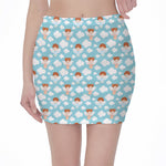 Little Angel Pattern Print Pencil Mini Skirt