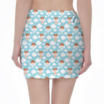 Little Angel Pattern Print Pencil Mini Skirt
