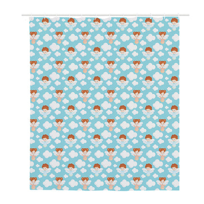 Little Angel Pattern Print Polyester Shower Curtain