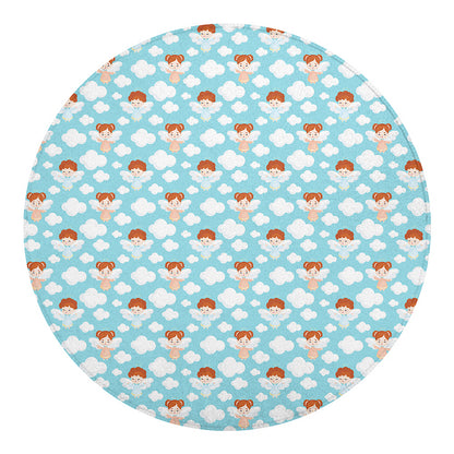 Little Angel Pattern Print Round Blanket