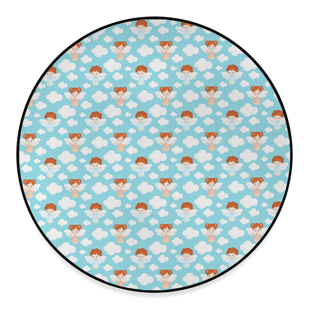 Little Angel Pattern Print Round Floor Mat