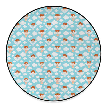 Little Angel Pattern Print Round Floor Mat