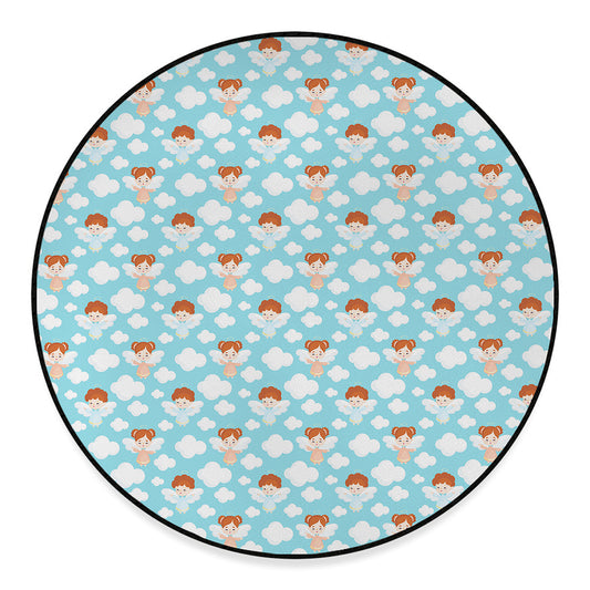 Little Angel Pattern Print Round Floor Mat