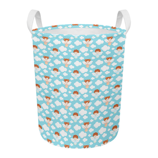 Little Angel Pattern Print Round Laundry Basket