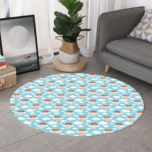 Little Angel Pattern Print Round Rug