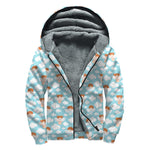 Little Angel Pattern Print Sherpa Lined Zip Up Hoodie