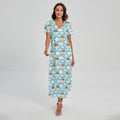 Little Angel Pattern Print Short Sleeve Maxi Dress