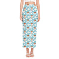 Little Angel Pattern Print Side Slit Maxi Skirt