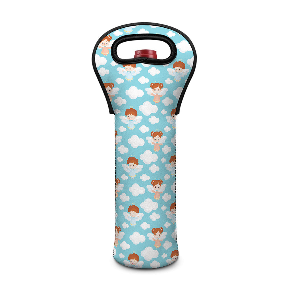 Little Angel Pattern Print Single Neoprene Wine Tote