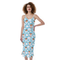Little Angel Pattern Print Slim Fit Midi Cami Dress