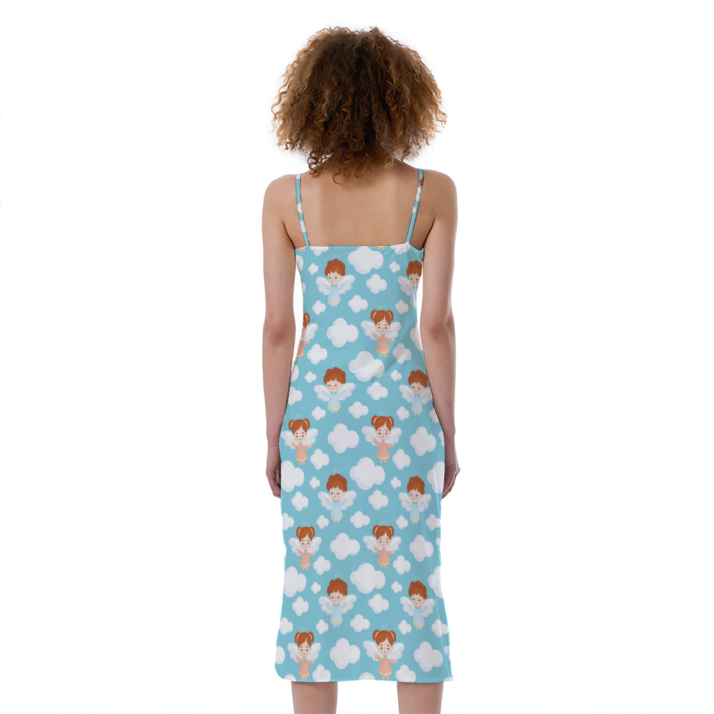 Little Angel Pattern Print Slim Fit Midi Cami Dress