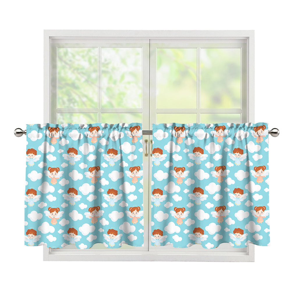 Little Angel Pattern Print Tier Curtains