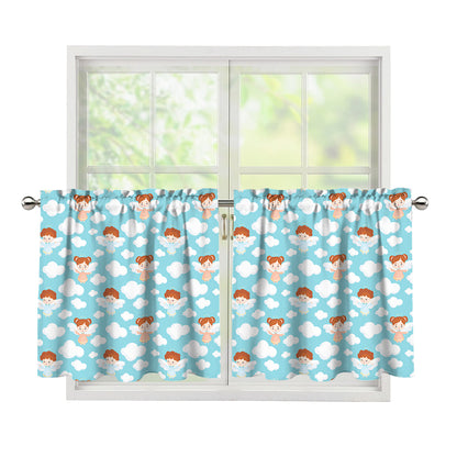 Little Angel Pattern Print Tier Curtains