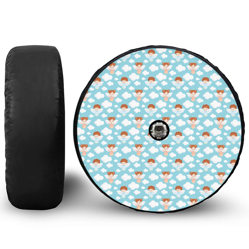 Little Angel Pattern Print Tire Cover With Camera Hole