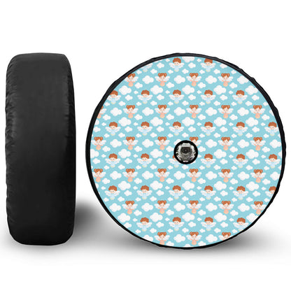 Little Angel Pattern Print Tire Cover With Camera Hole