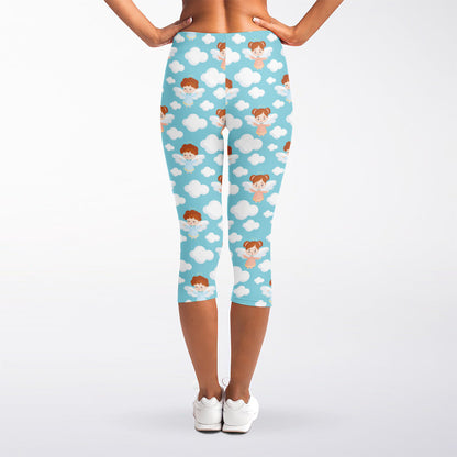 Little Angel Pattern Print Women's Capri Leggings