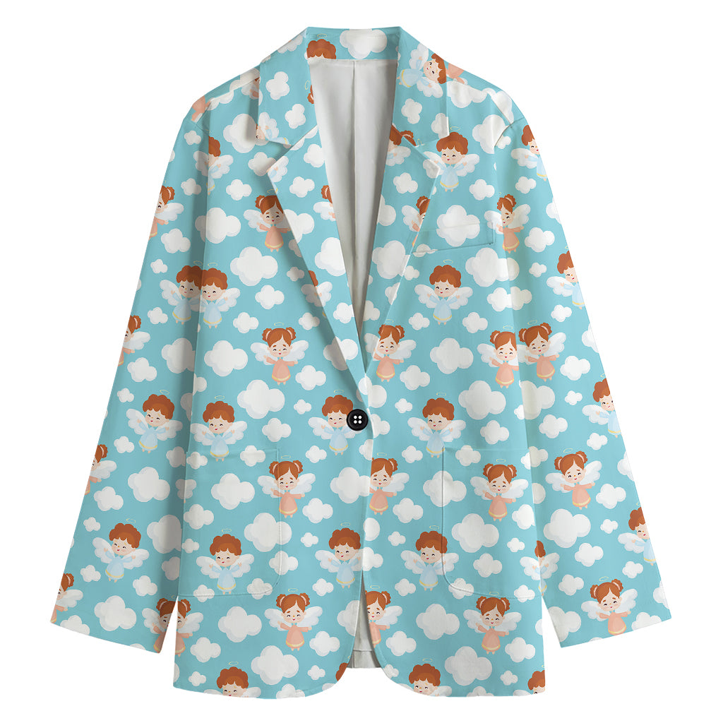 Little Angel Pattern Print Women's Cotton Blazer