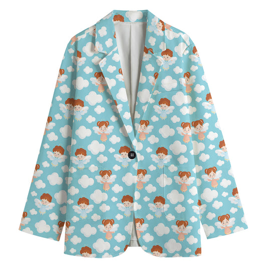 Little Angel Pattern Print Women's Cotton Blazer