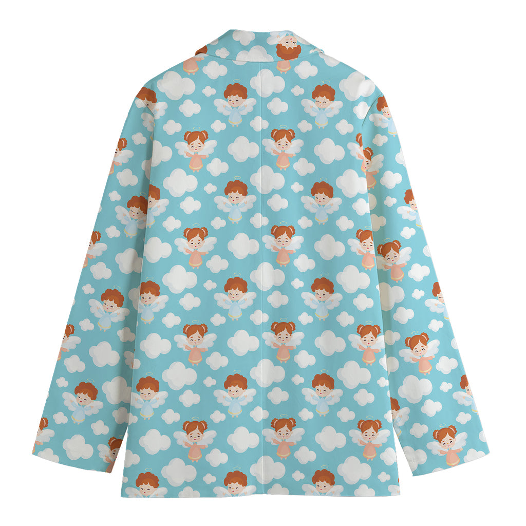 Little Angel Pattern Print Women's Cotton Blazer