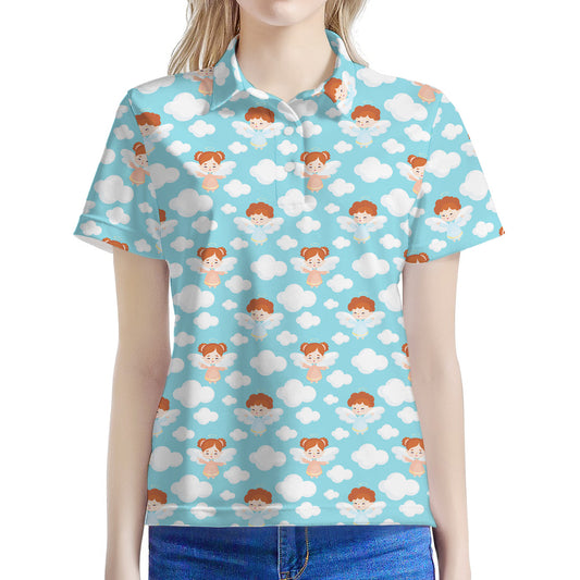 Little Angel Pattern Print Women's Polo Shirt