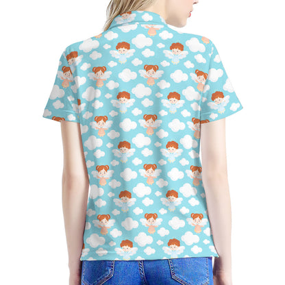 Little Angel Pattern Print Women's Polo Shirt