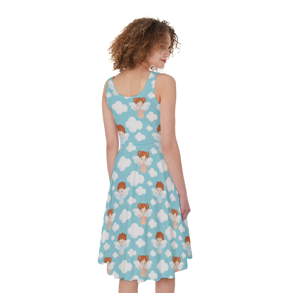 Little Angel Pattern Print Women's Sleeveless Dress