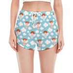 Little Angel Pattern Print Women's Split Running Shorts