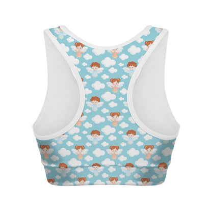 Little Angel Pattern Print Women's Sports Bra