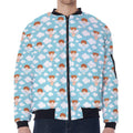 Little Angel Pattern Print Zip Sleeve Bomber Jacket