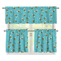 Little Bee Pattern Print 3 Piece Kitchen Curtains