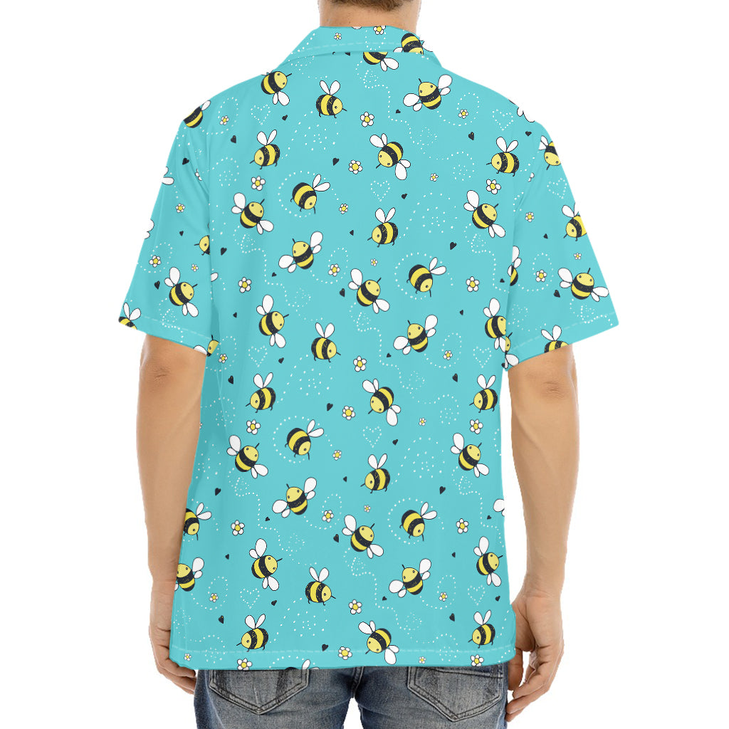 Little Bee Pattern Print Aloha Shirt