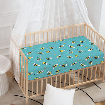 Little Bee Pattern Print Baby Crib Sheet