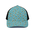 Little Bee Pattern Print Black Mesh Trucker Hat