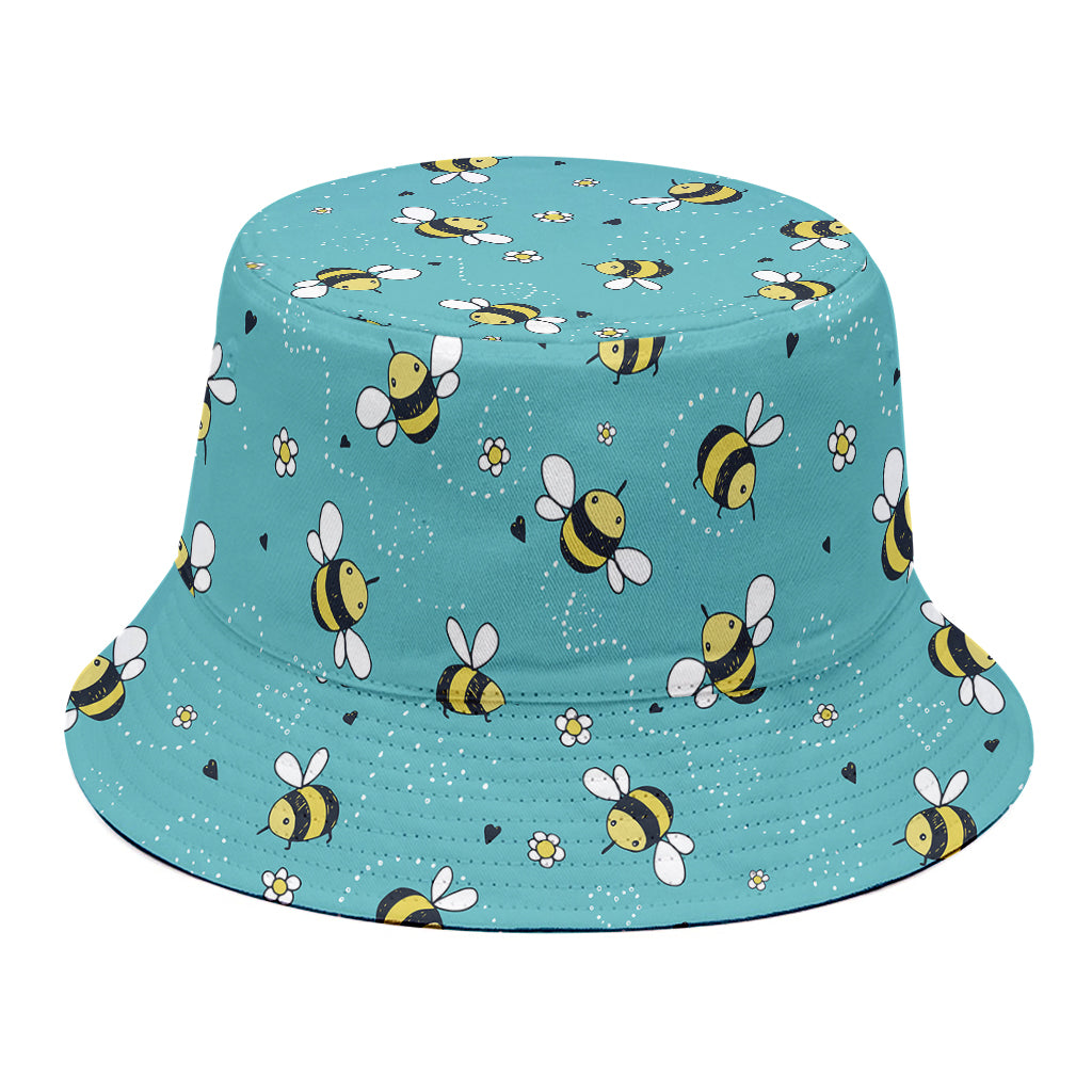 Little Bee Pattern Print Bucket Hat