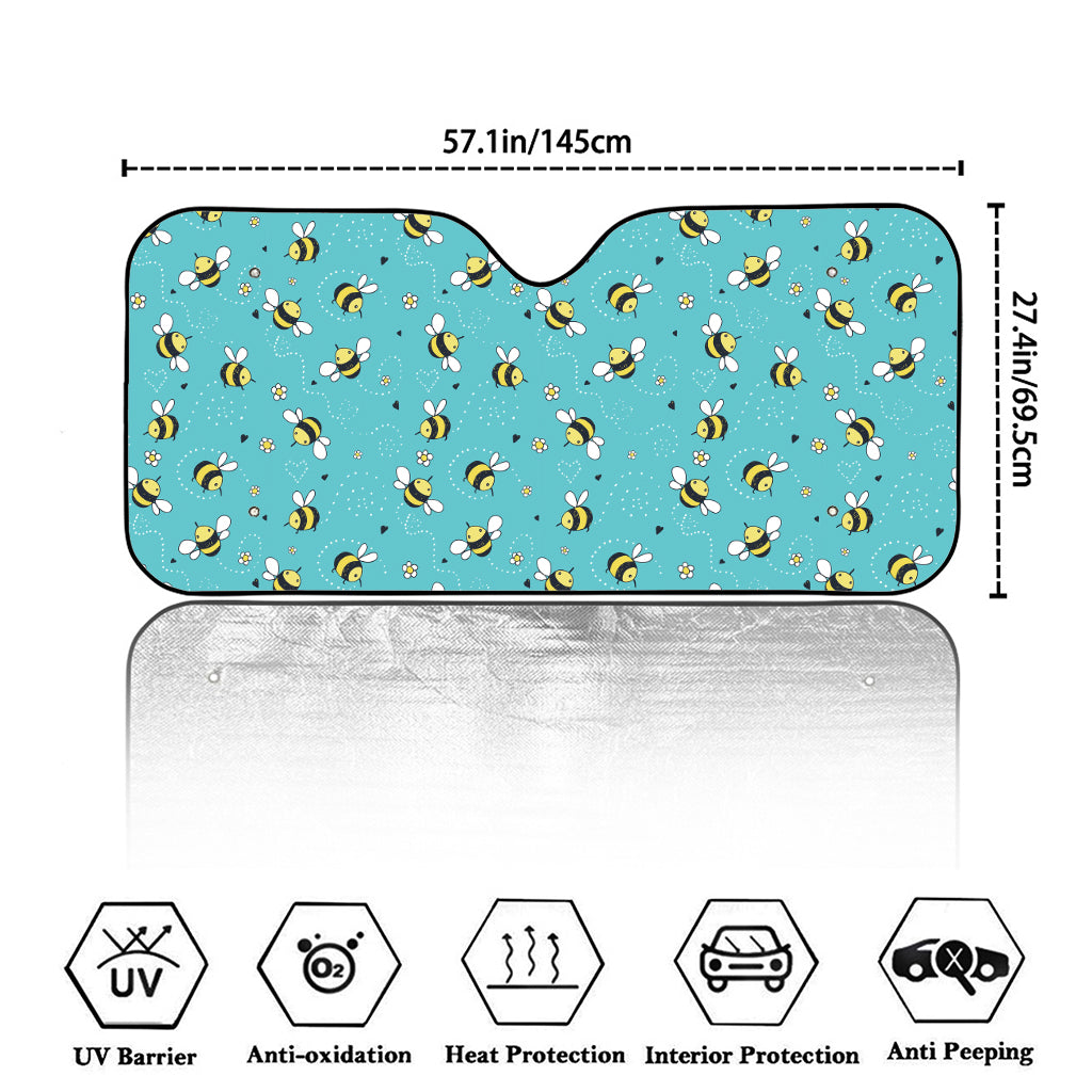 Little Bee Pattern Print Car Windshield Sun Shade