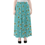 Little Bee Pattern Print Chiffon Maxi Skirt