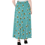 Little Bee Pattern Print Chiffon Maxi Skirt