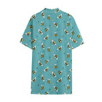 Little Bee Pattern Print Cotton Hawaiian Shirt